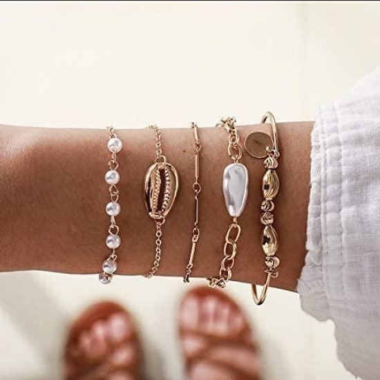 Layered Bracelet Set Assorted Beaded Bracelet Multiple Charm Pendent Stackable Wrap Bangle Rose Quartz Bracelet Links Adjustable Friendship Gift